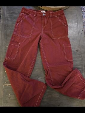 Garage Rust-Red Carpenter Pants with Contrast Stitching
